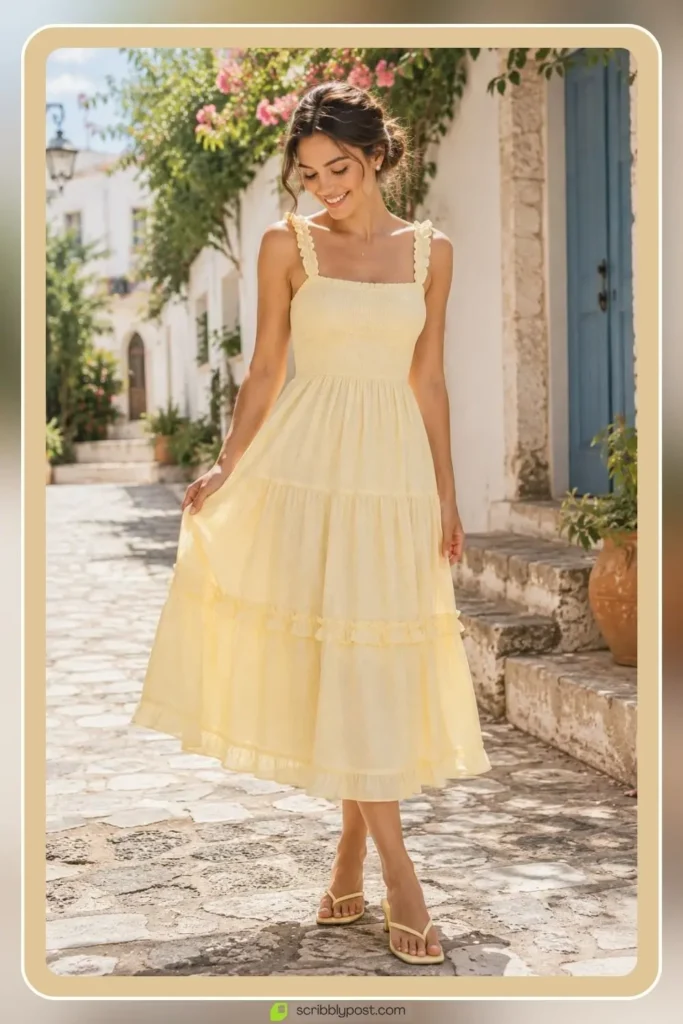 Yellow Dresses for Every Occasion: 16 Shades From Butter to Marigold in 2026 61 Pastel yellow sundress in lightest lemon shade