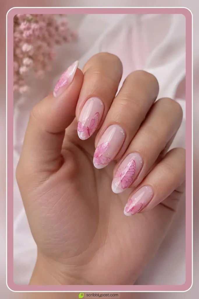 Butterfly Nails Explained: The Technique Plus 15 Designs for 2026 25 Pink butterfly nails with soft blush wing details