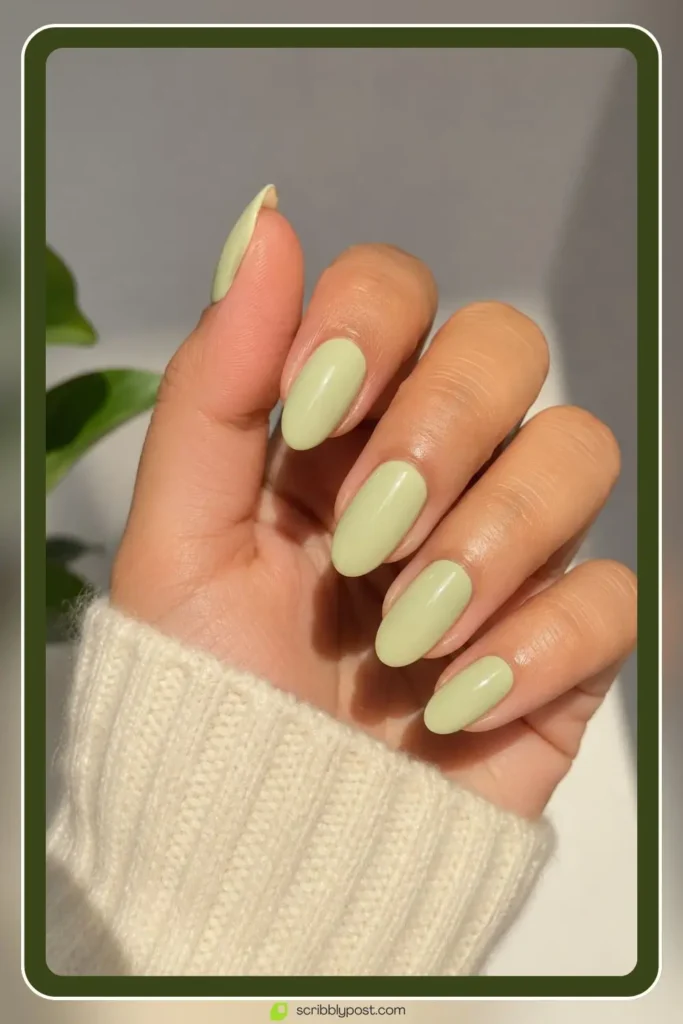Green Nails Worth Saving: 16 Sets From Mint to Emerald for 2026 61 Pistachio cream green nails in soft nutty pastel