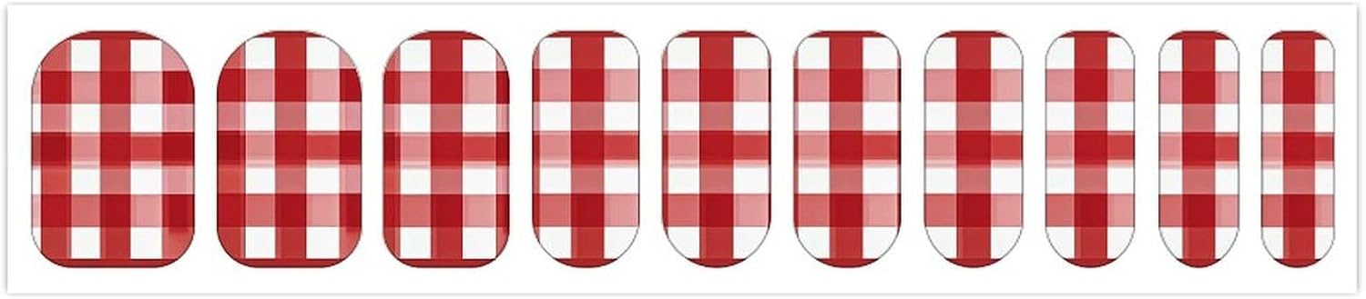 Cherry Nails Decoded: The Three Trends Hiding in One Name for 2026 30 Women red white gingham nail decals for picnic nails