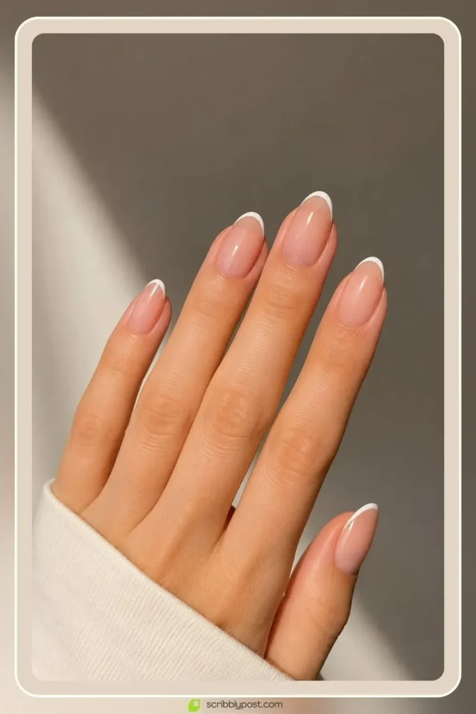 Graduation Nails Worth 40 Photos: 16 Sets to Try in 2026 5 Reinvented french tip graduation nails with thin line warm base