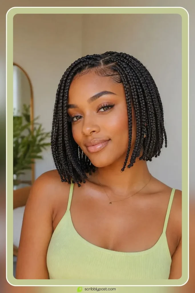 Box Braids for Every Face and Length: 14 Styles Worth Booking in 2026 37 Short box braids at chin to shoulder length