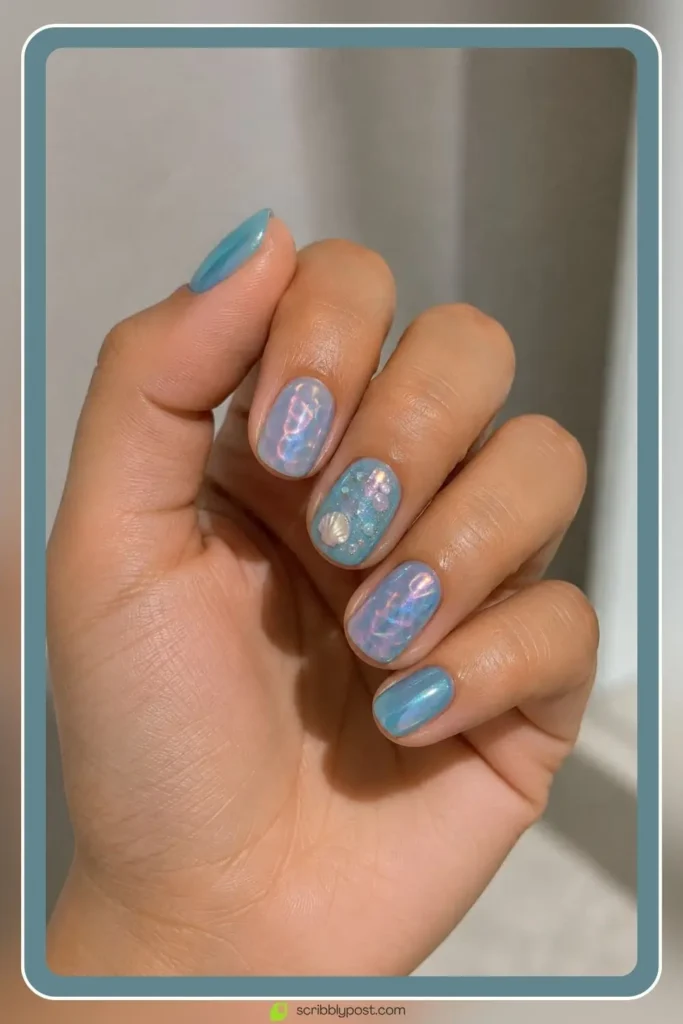 Mermaid Nails Decoded: 16 Ocean-Inspired Sets for 2026 53 Short mermaid nails in proportionally scaled ocean design