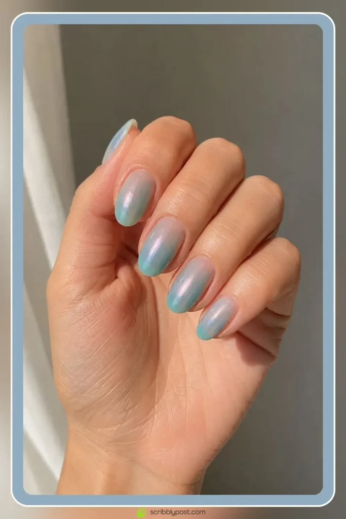 Mermaid Nails Decoded: 16 Ocean-Inspired Sets for 2026 5 Simple mermaid nails with sheer ocean colored wash