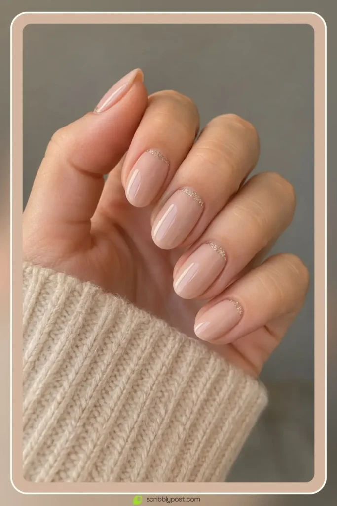 Graduation Nails Worth 40 Photos: 16 Sets to Try in 2026 53 Simple graduation nails with nude base and glitter cuticle line