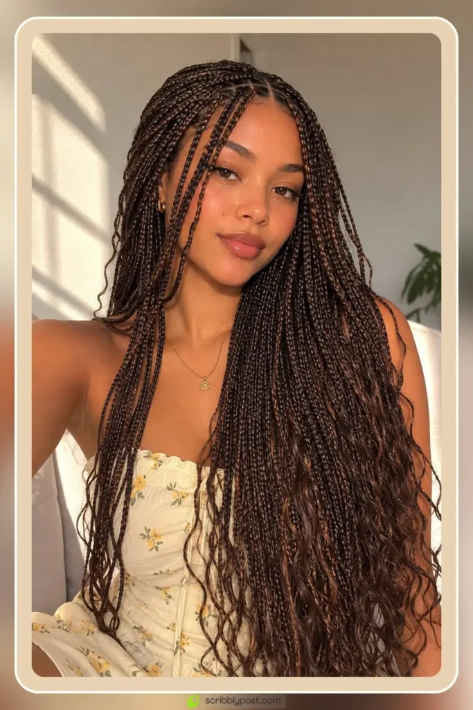 Box Braids for Every Face and Length: 14 Styles Worth Booking in 2026 13 Small box braids in fine detailed sections