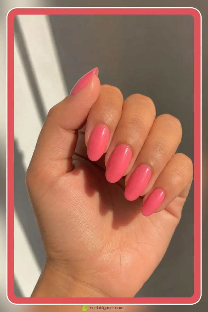 Sugar plum nails in tangy semi opaque pink finish