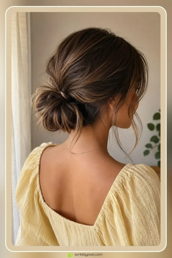 Messy Buns for Every Hair Type: The Loop Technique Plus 15 Ways to Wear It in 2026 49 Two elastic messy bun technique without bobby pins