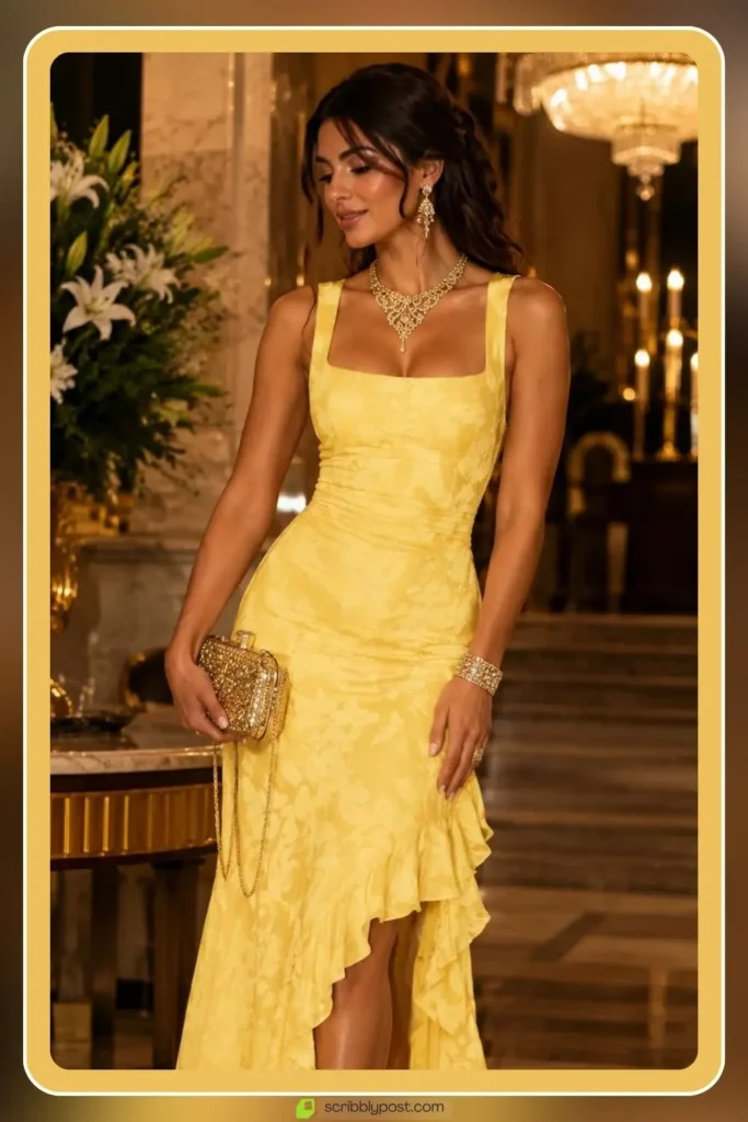 Yellow Dresses for Every Occasion: 16 Shades From Butter to Marigold in 2026 57 Yellow formal dress for evening events and dinners