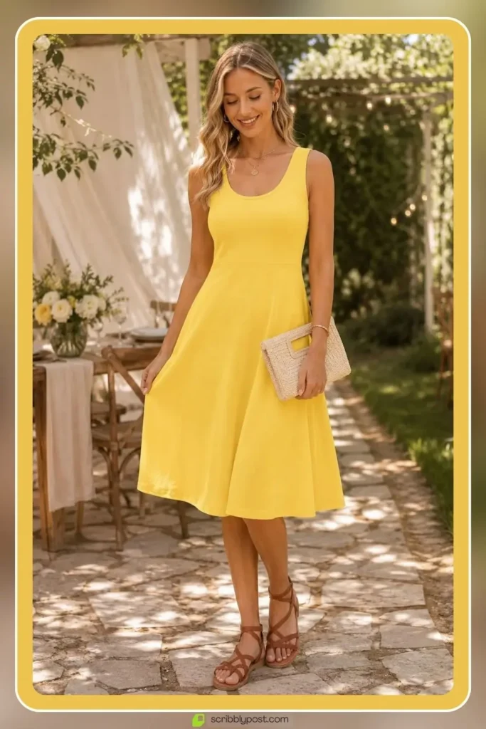 Yellow Dresses for Every Occasion: 16 Shades From Butter to Marigold in 2026 9 Yellow sundress for casual daytime wedding guest outfit