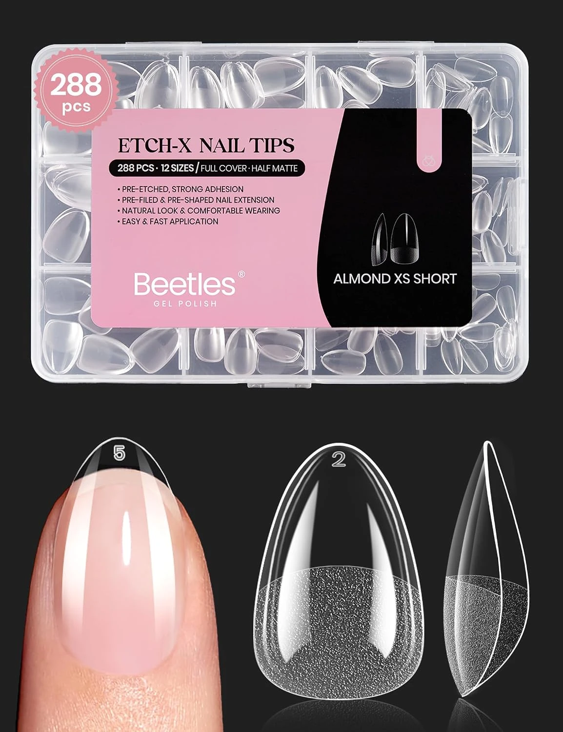 Short almond press on nails for coquette back to school set