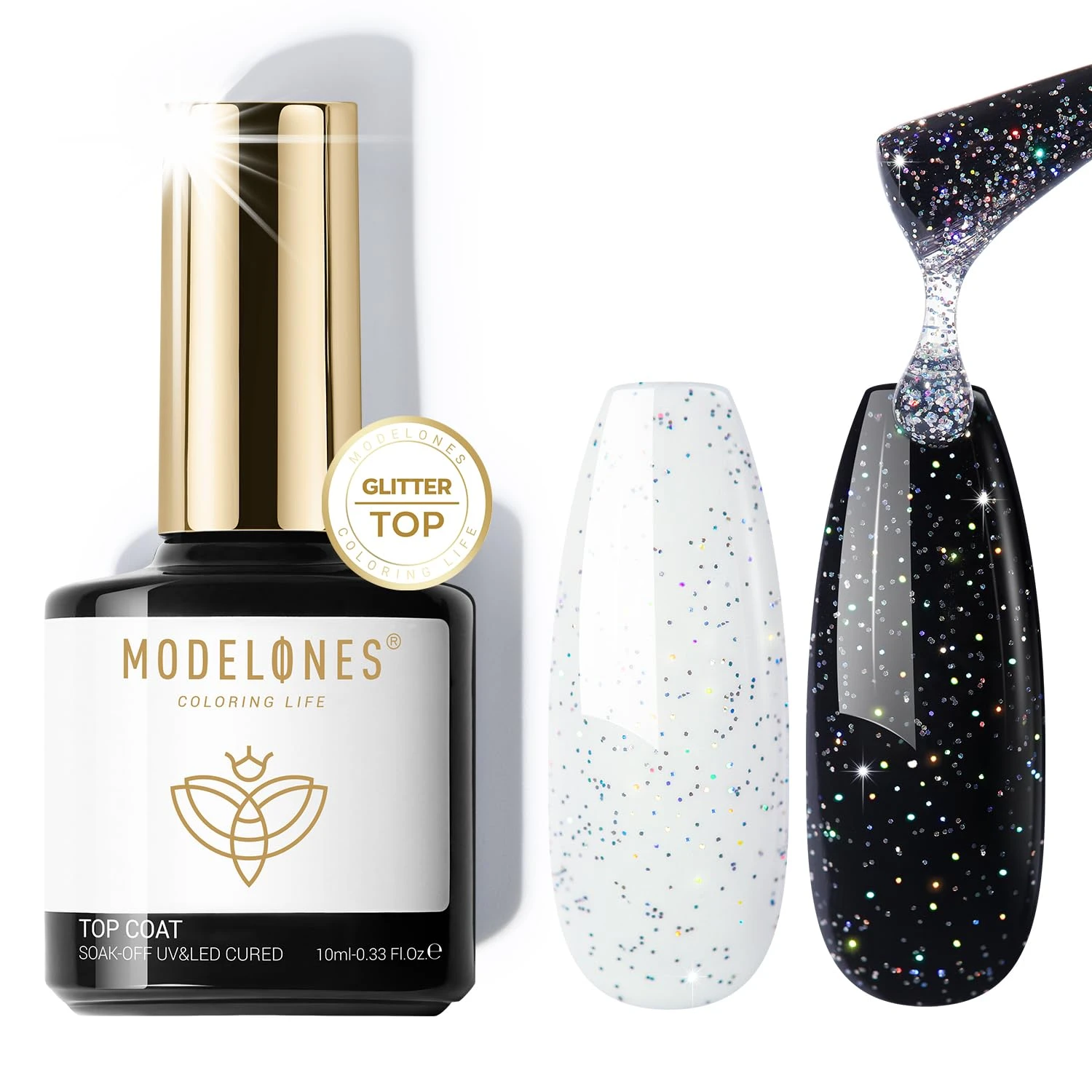 Clear glitter top coat for apple accent school nails