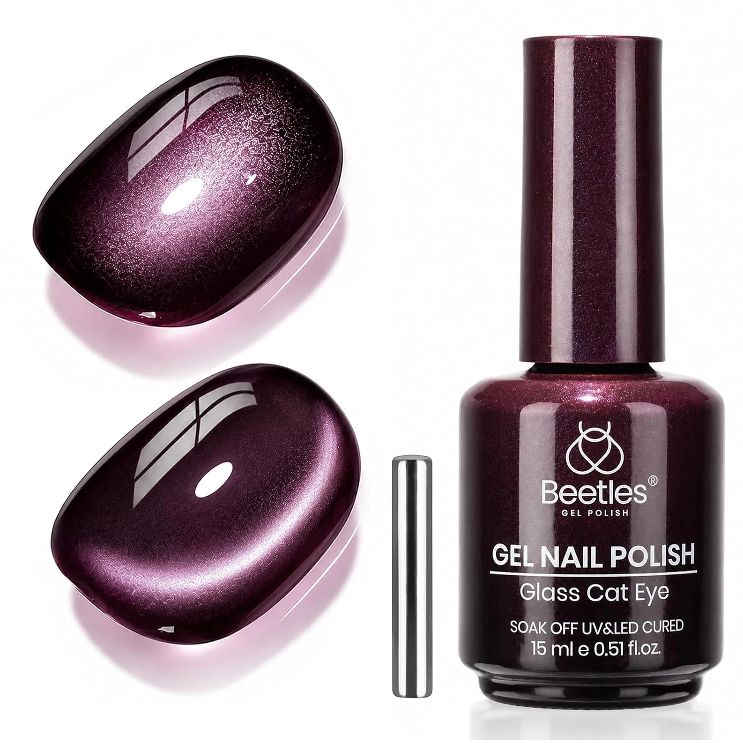 Deep plum velvet cat eye polish for dark academia back to school nails