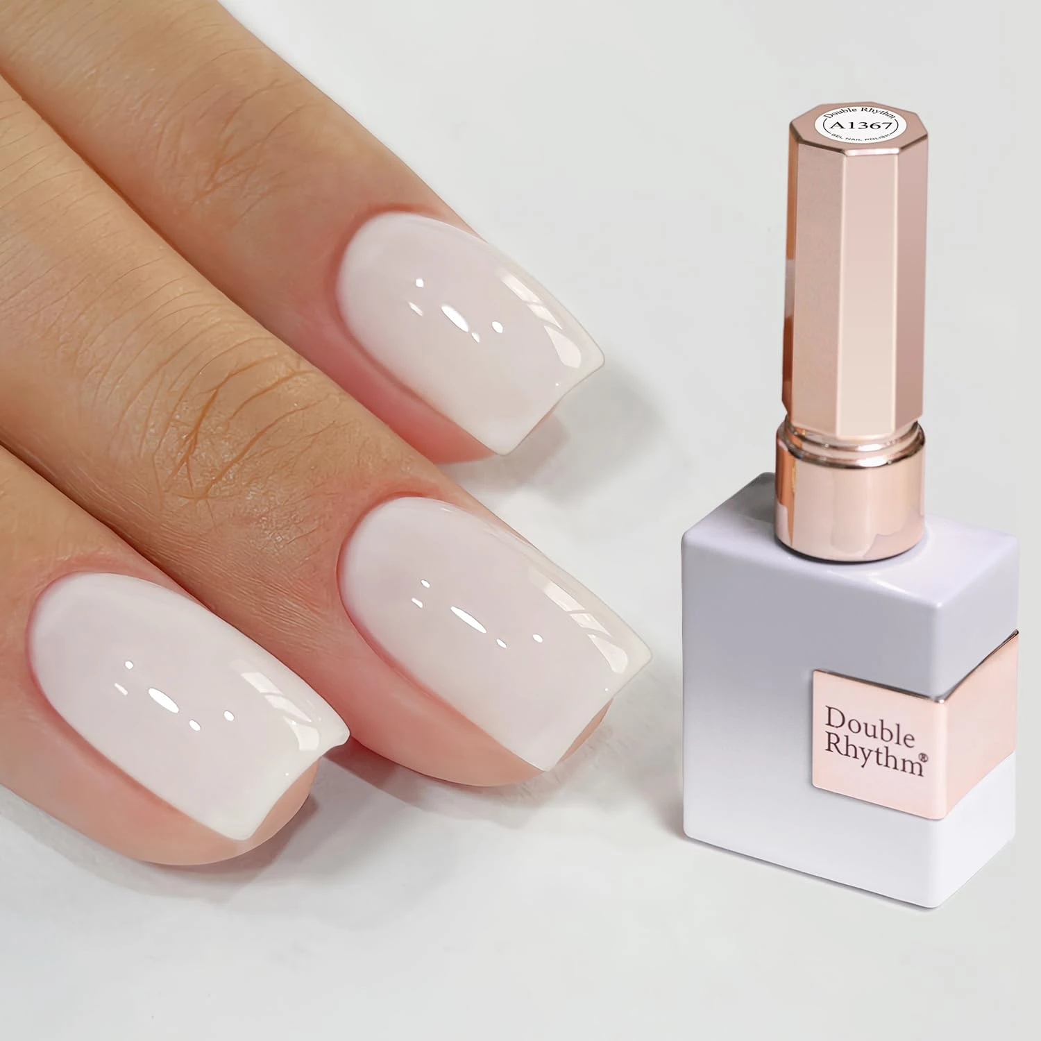Milky pink sheer gel polish for clean girl school nails