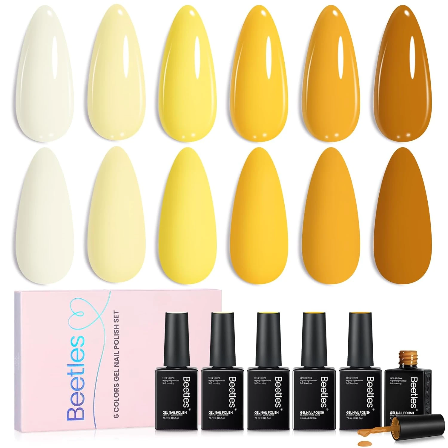 Pencil yellow nail polish for back to school kids accent nail