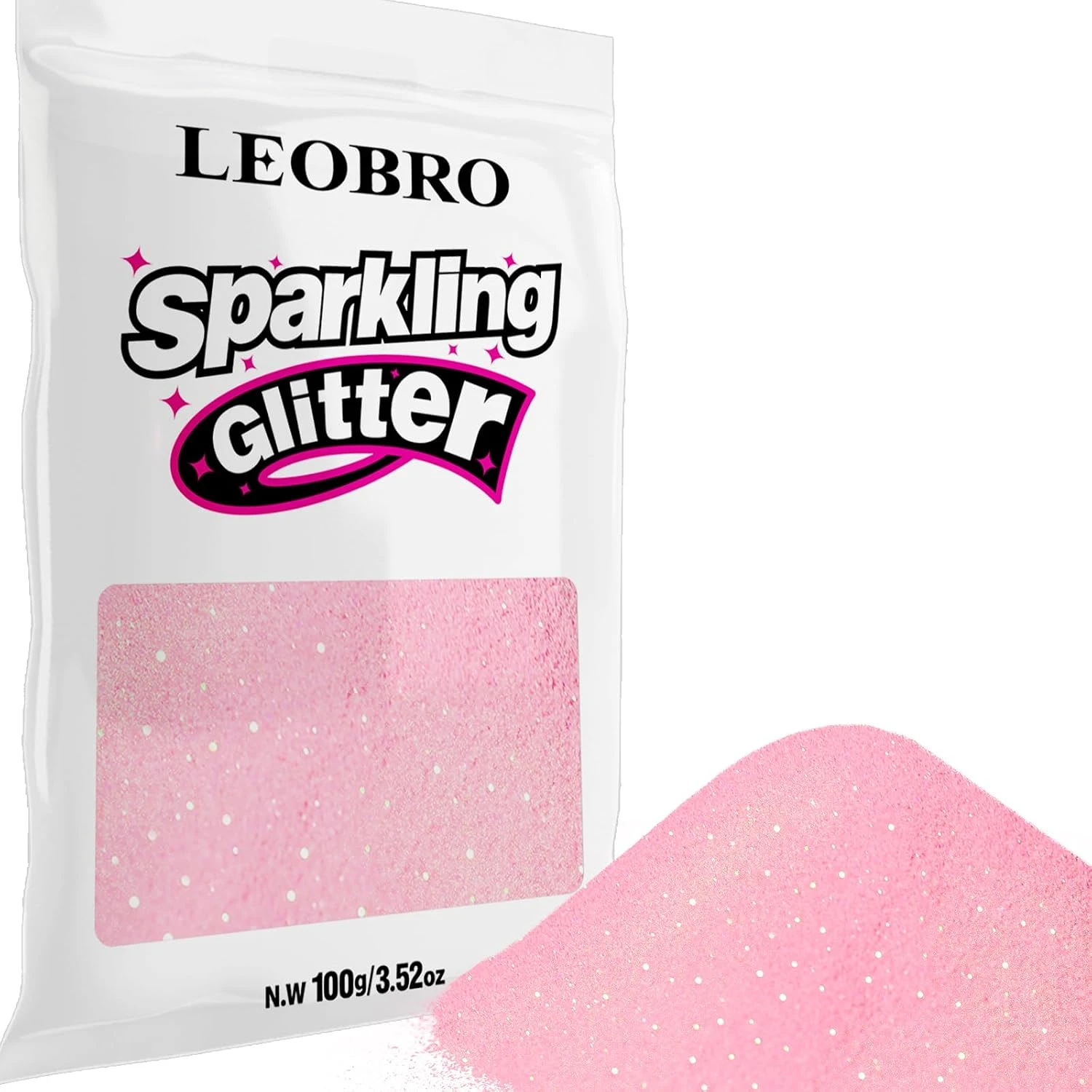 Fine pink nail glitter for coquette back to school accent