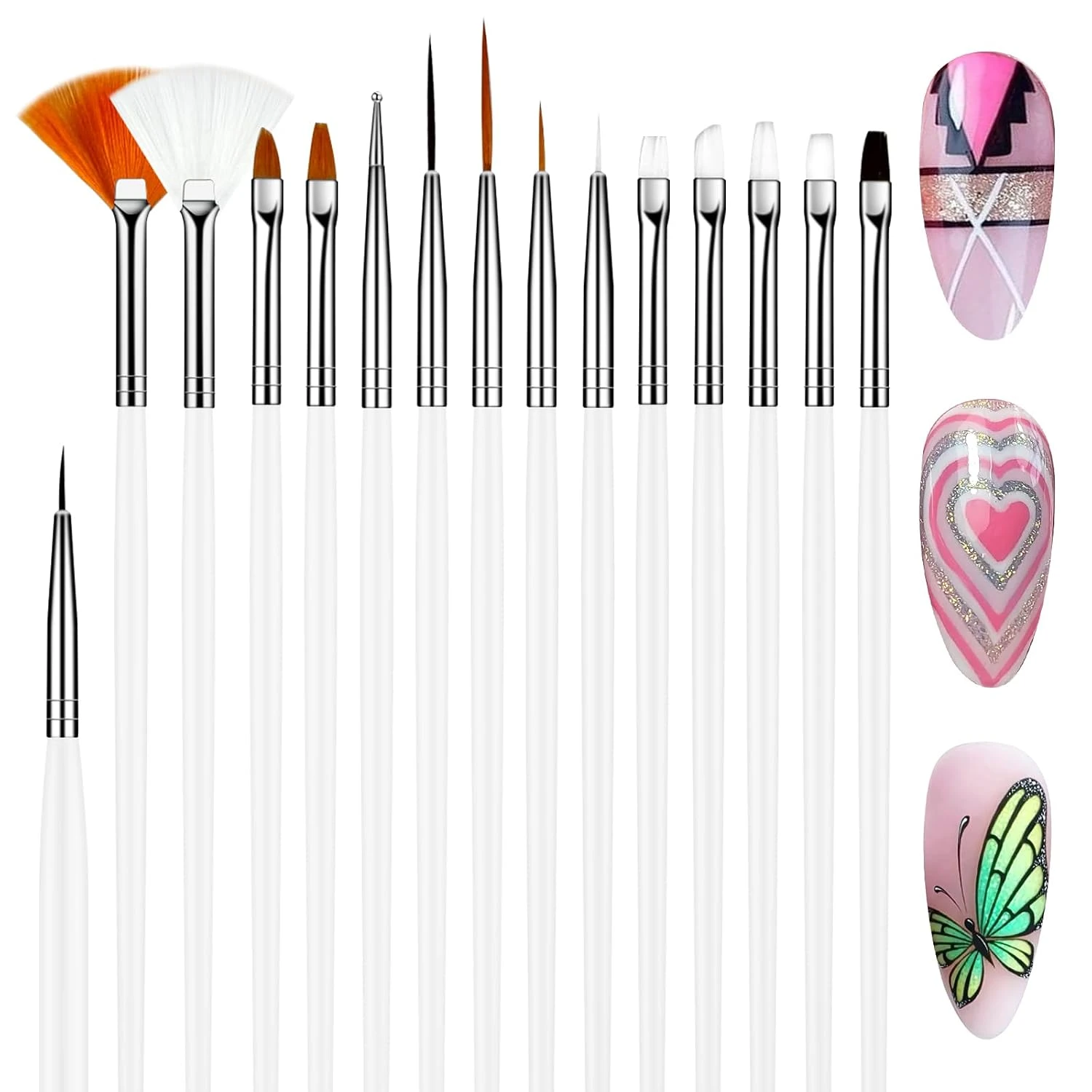White nail art brush for coquette bow school nail design