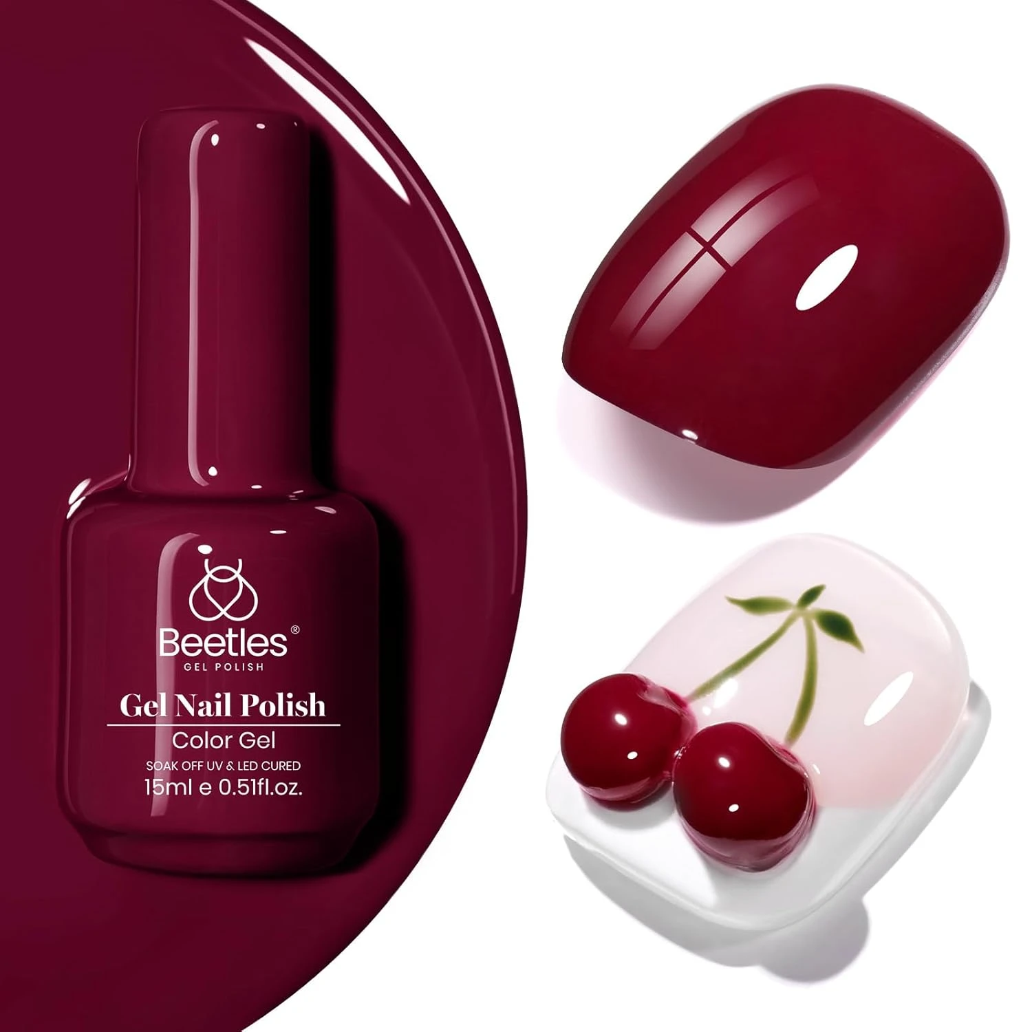 Women burgundy gel paint accent for coral swirl nails