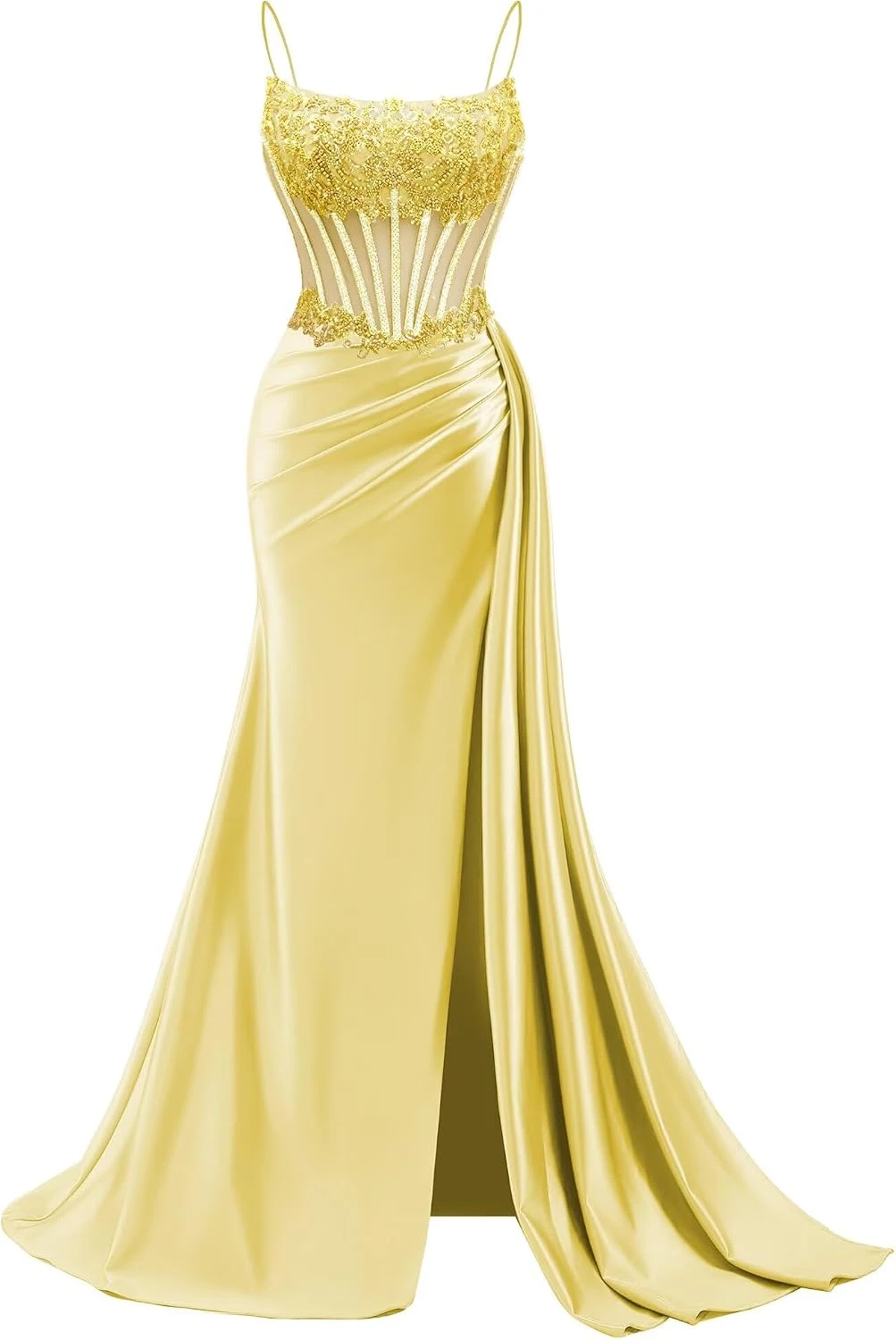 Yellow Dresses for Every Occasion: 16 Shades From Butter to Marigold in 2026 18 Women corset bodice yellow prom gown with lace up back