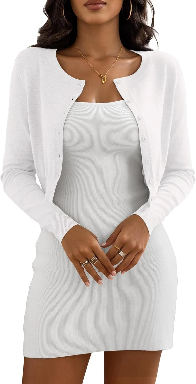 White Sweater Outfits: 16 Ways to Style the Piece That Goes With Everything 42 Cropped white cardigan sweater for high-rise jeans outfit