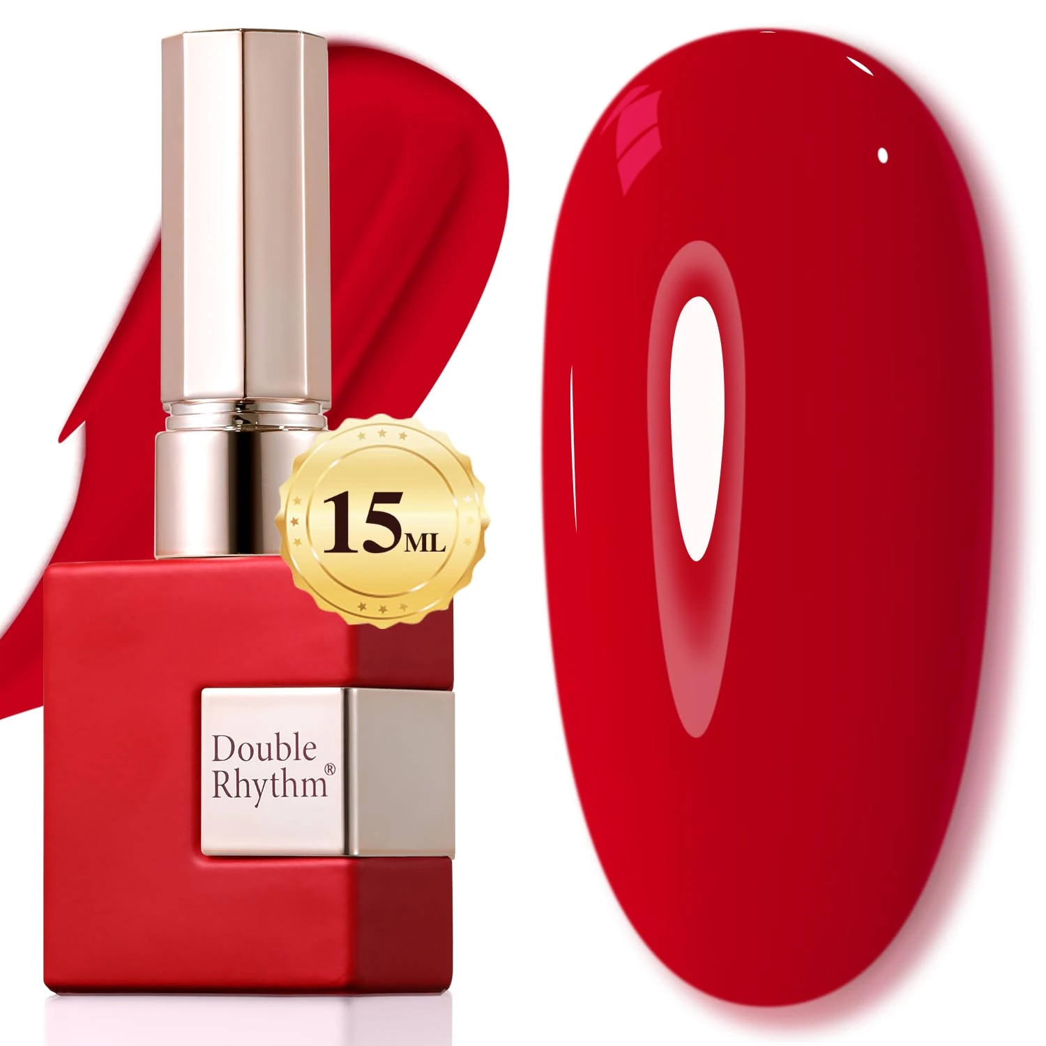 Women deep coral red gel polish for august nails