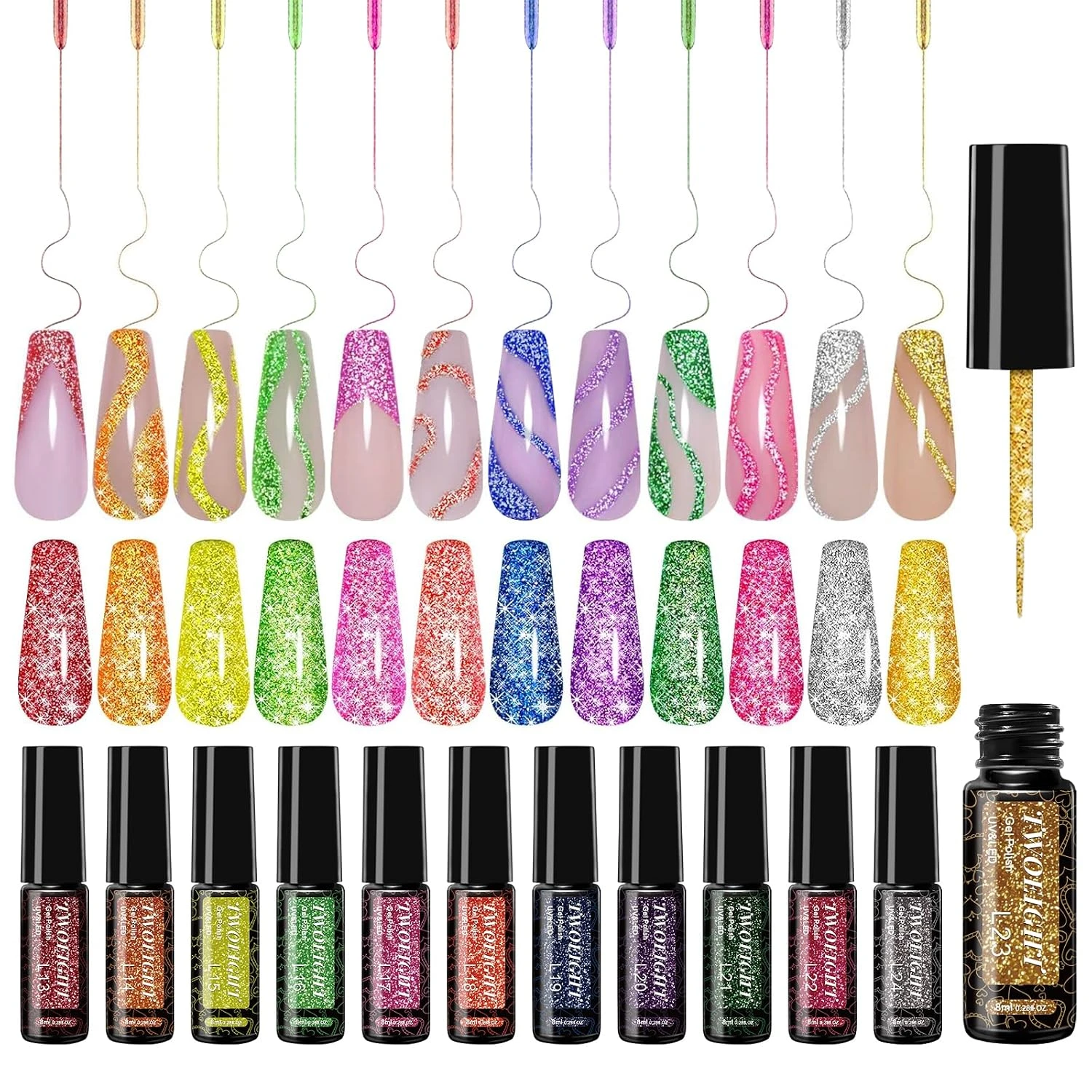Graduation Nails Worth 40 Photos: 16 Sets to Try in 2026 55 Women fine glitter liner gel for simple graduation nails