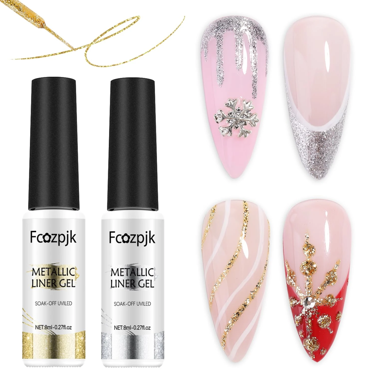 Women fine gold accent liner gel for birthstone nails