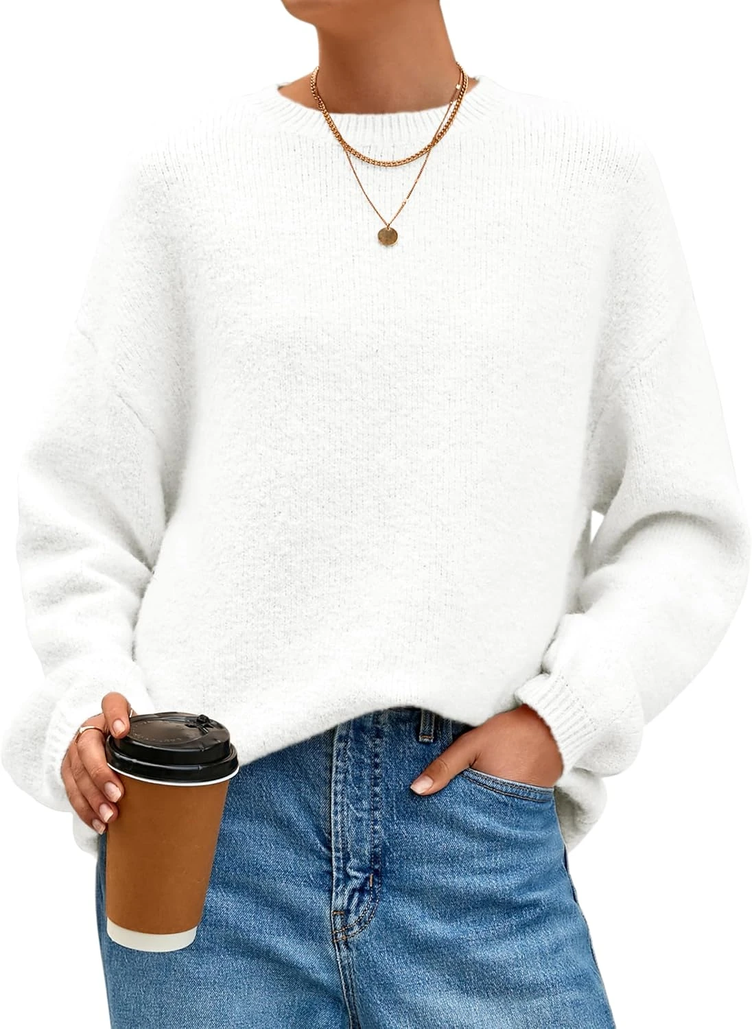 White Sweater Outfits: 16 Ways to Style the Piece That Goes With Everything 26 Fuzzy eyelash knit white sweater for midi skirt outfit