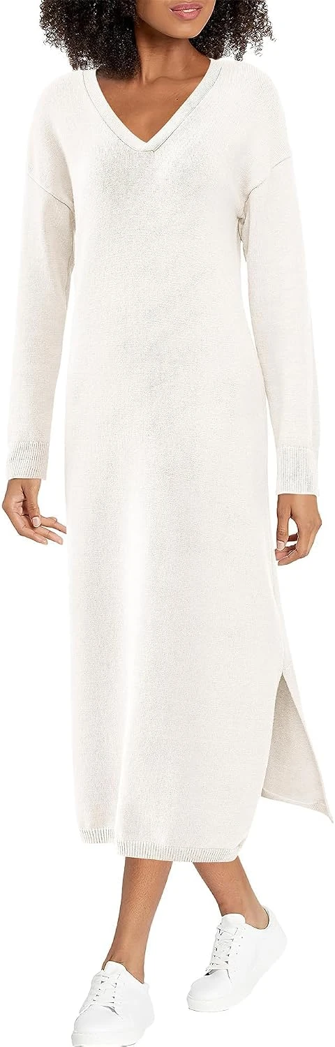 White Sweater Outfits: 16 Ways to Style the Piece That Goes With Everything 34 Long oversized white sweater worn as mini dress outfit