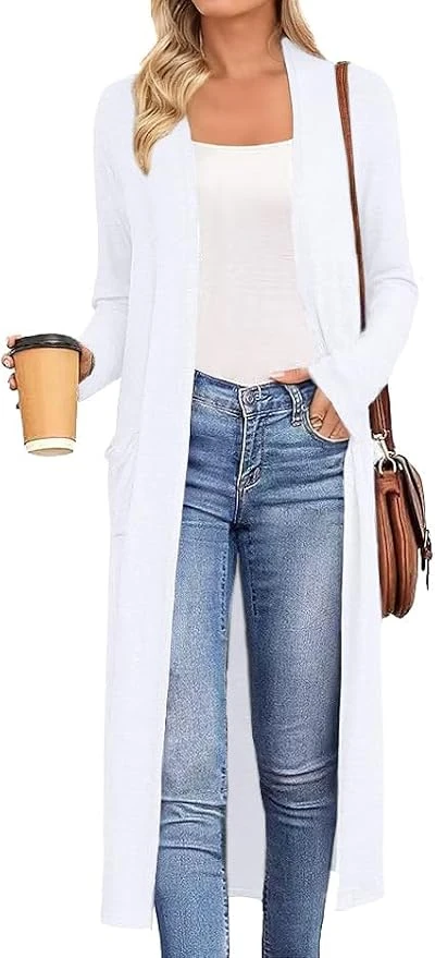 White Sweater Outfits: 16 Ways to Style the Piece That Goes With Everything 46 Longline white duster cardigan for outerwear alternative outfit