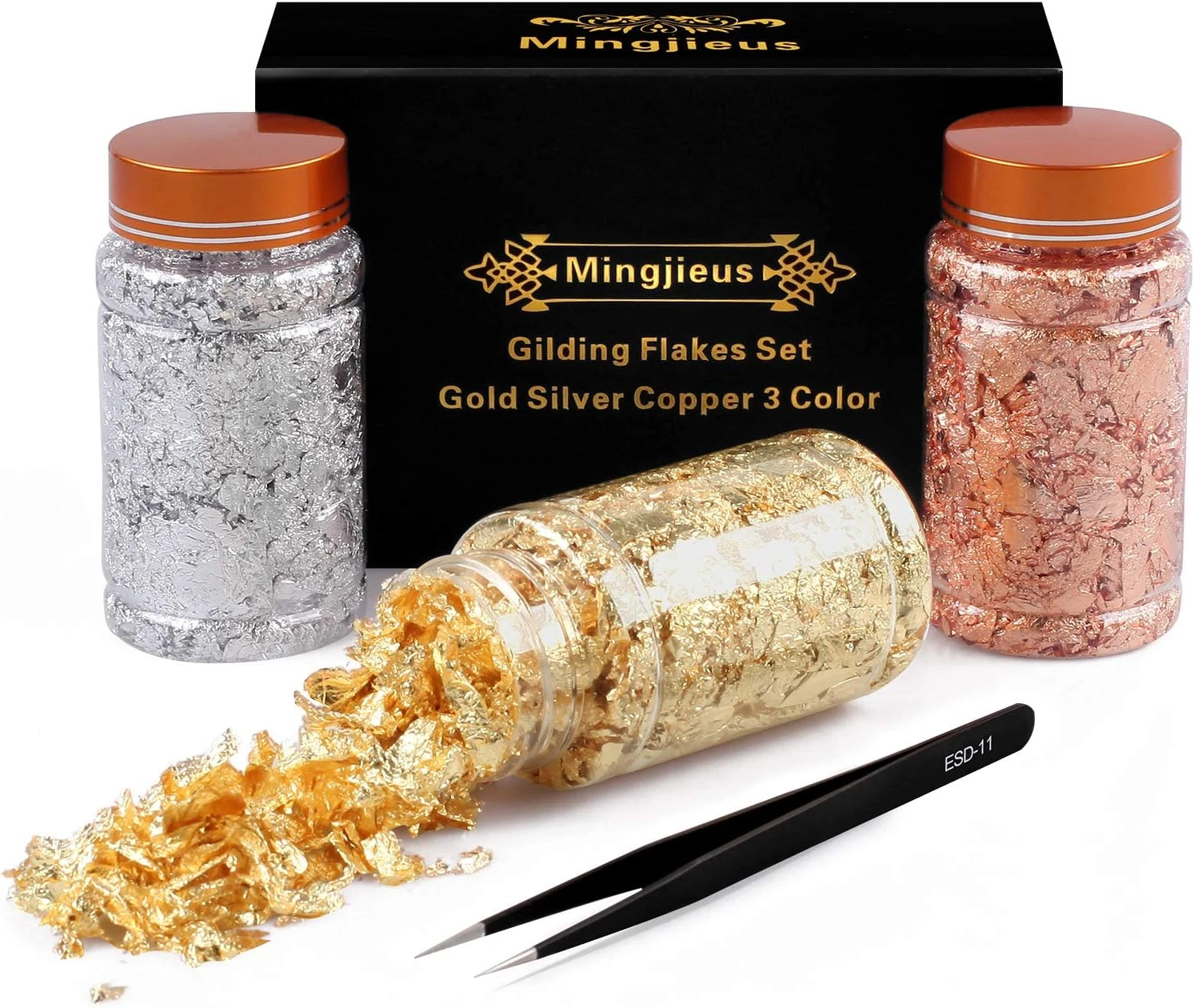 Women gold foil flake sheets for peridot birthday nails