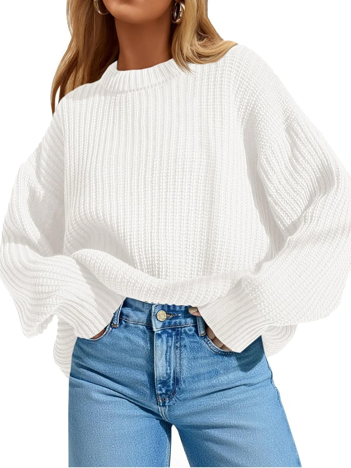 White Sweater Outfits: 16 Ways to Style the Piece That Goes With Everything 22 Oversized chunky white sweater for leggings casual outfit
