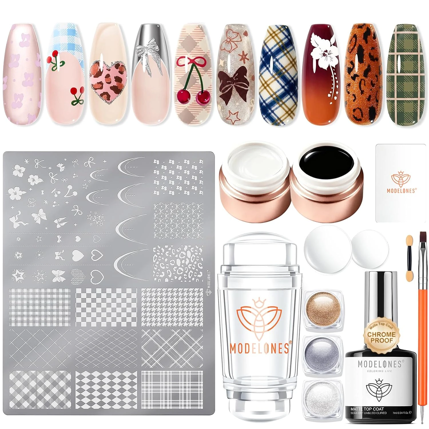 September Nails: The Only Month Where the Birthstone and the Trend Are the Same Color 34 Women plaid pattern gel paint set for french tip nails