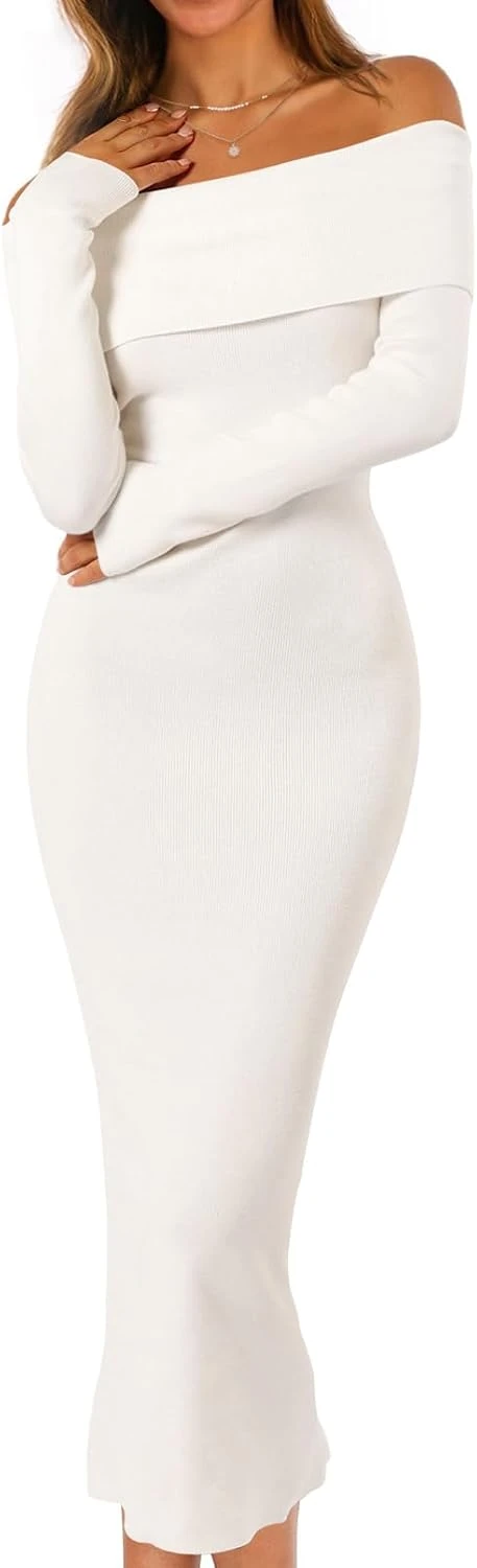 White Sweater Outfits: 16 Ways to Style the Piece That Goes With Everything 50 Ribbed white sweater dress fitted for boots outfit