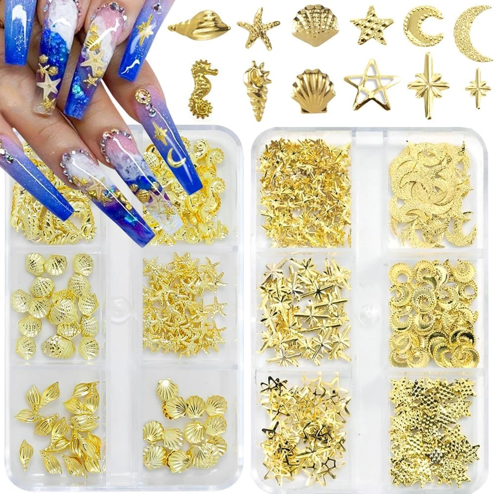 Mermaid Nails Decoded: 16 Ocean-Inspired Sets for 2026 20 Women shell accent nail charms for little mermaid nails