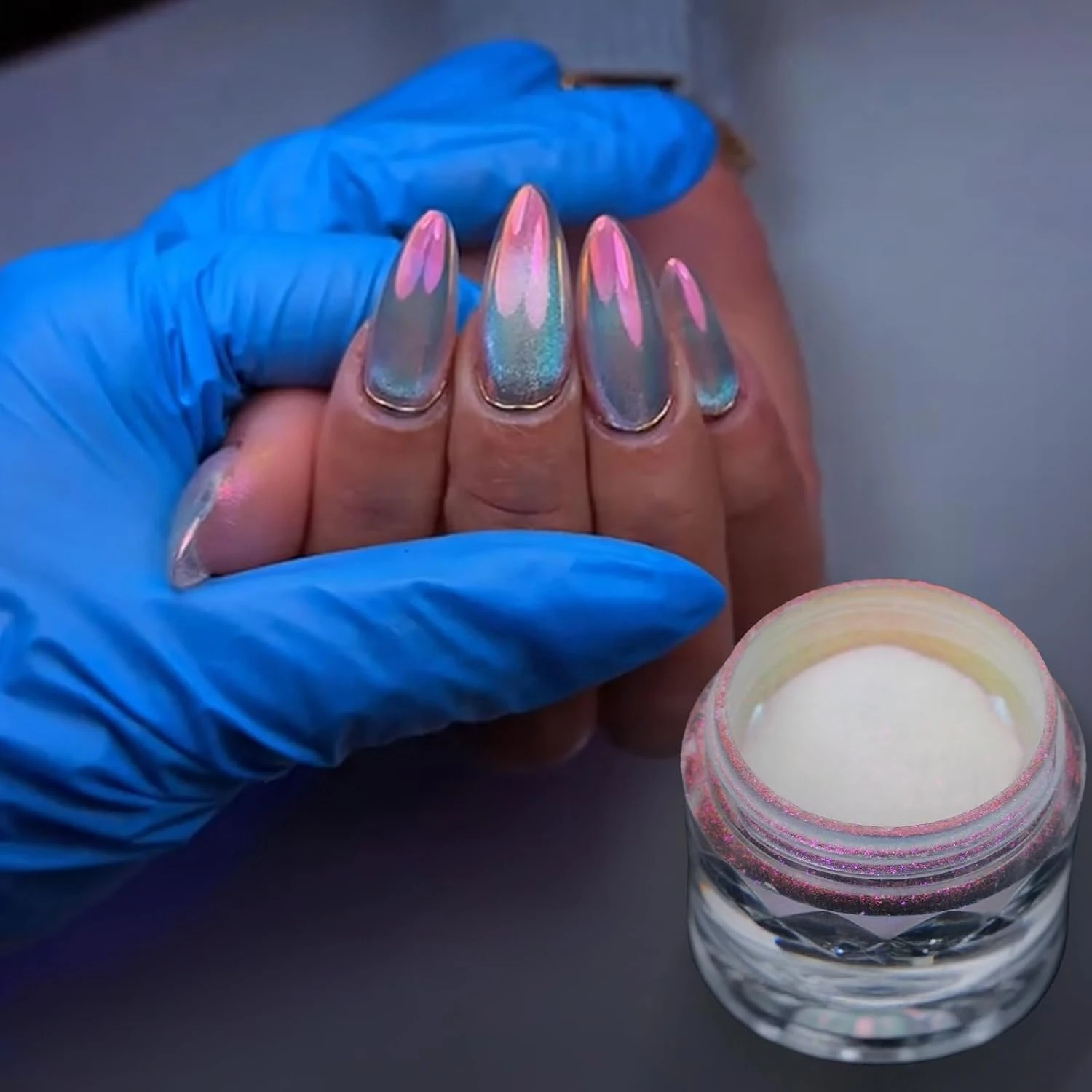 Women soft chrome powder for peridot august nails