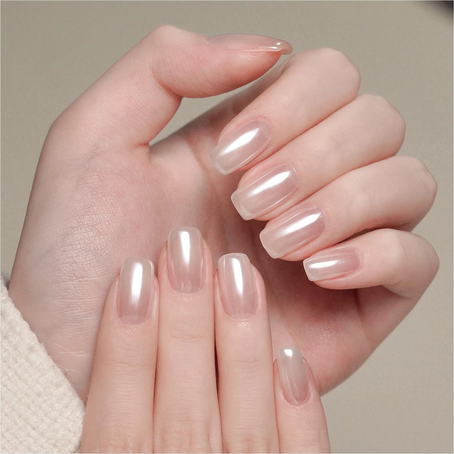 Engagement Nails for Every Ring Selfie: 16 Sets Worth the Wait in 2026 6 Women soft chrome powder for glazed neutral nails