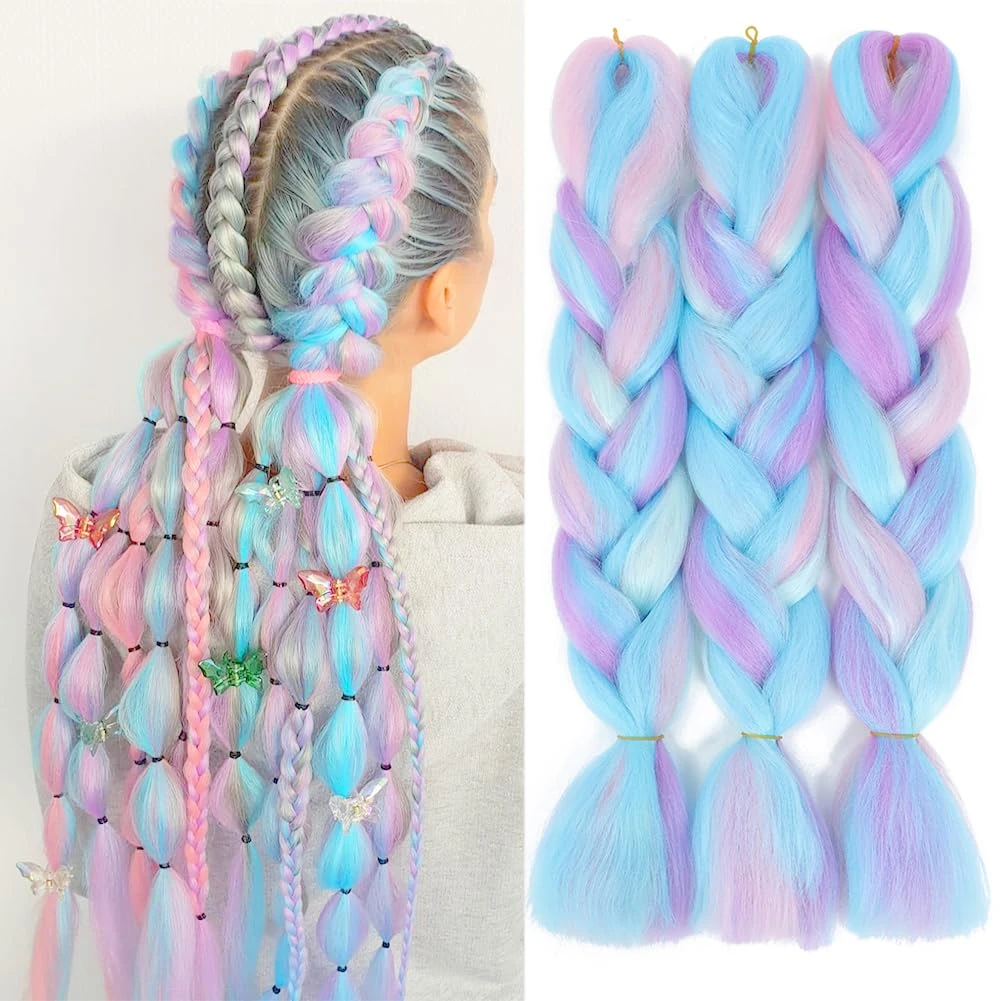 Box Braids for Every Face and Length: 14 Styles Worth Booking in 2026 52 Women vibrant braid hair extensions for color blocking