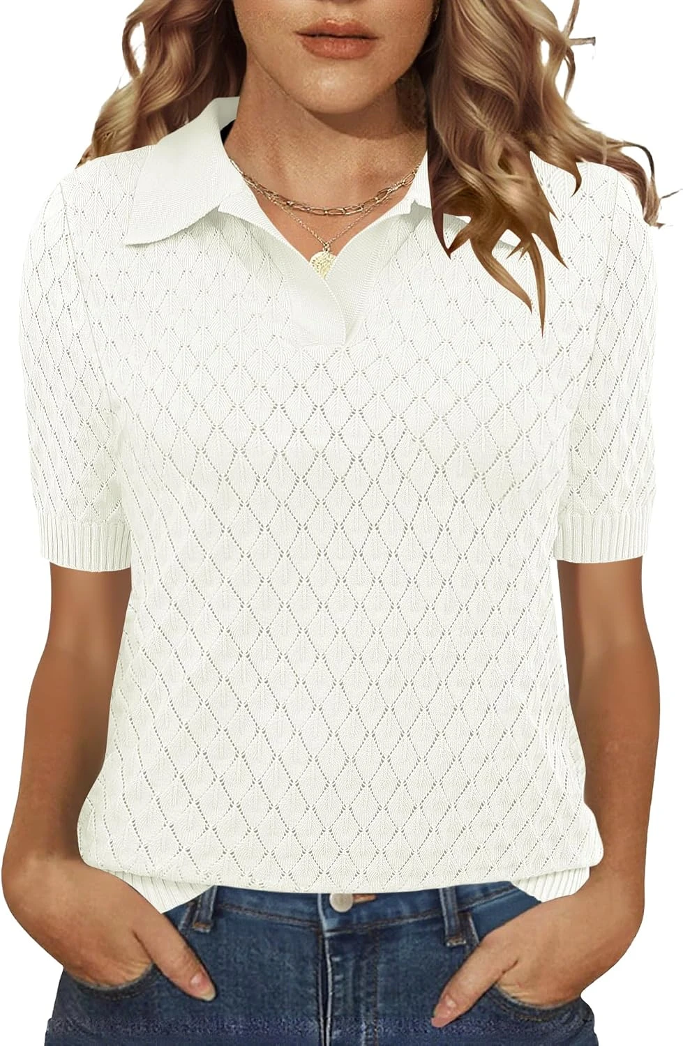White Sweater Outfits: 16 Ways to Style the Piece That Goes With Everything 6 White collared knit sweater for trousers outfit